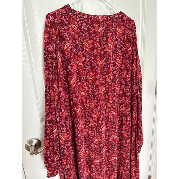 Fat Face FatFace Red Joyce Floral Maxi Dress long sleeved V neck size 20 - Picture 14 of 16